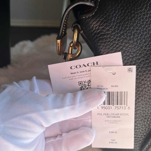 Authentic Coach Pebble Black Leather Cara Satchel - Picture 13 of 14